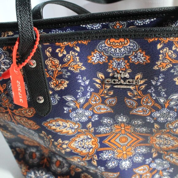 COACH Large Tote & Matching Wristlet, Blue/Orange Floral PVC, EUC - Picture 13 of 13